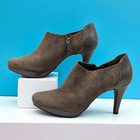 Bandolino Cardinal 11M "Gray" Suede Zippered Ankle Bootie Boots Shoes 3.5" heel - Picture 5 of 16